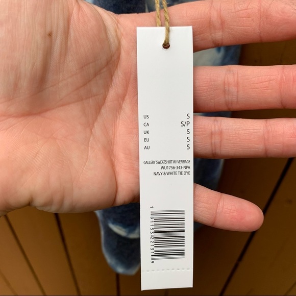 Rae Dunn | NWT Size Small Miss Independent Navy & White Tie Dye Sweatshirt - Picture 6 of 16